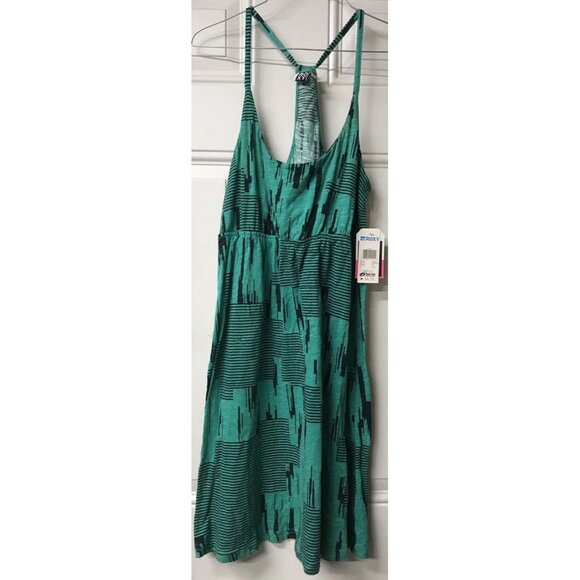 ROXY GREEN STRIPE PRINT RACER BACK DRESS SIZE L NEW W/ TAGS - Picture 1 of 5